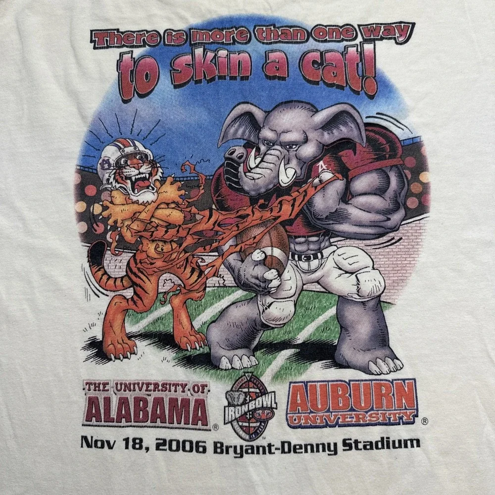 VTG 2006 Alabama Crimson Tide L T-Shirt Iron Bowl Score Big Al Mascot UA